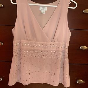 LOFT pink top with beading details size 8